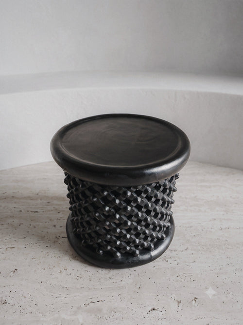 Handcrafted charcoal black walnut stool