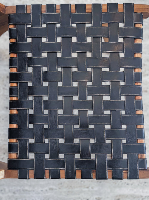 Walnut & Woven Leather Accent Lounge Chair